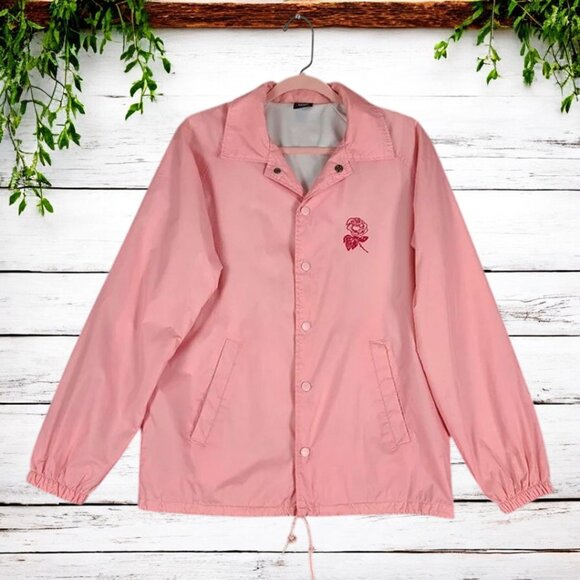 Obey Defiant Rose Pink Button Up Hooded Coach Windbreaker Size Medium - Picture 2 of 8